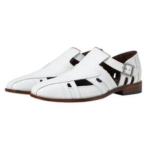 Stacy Adams Mens Calvino City Sandal US 10 M EU 43 White Printed Leather NIB